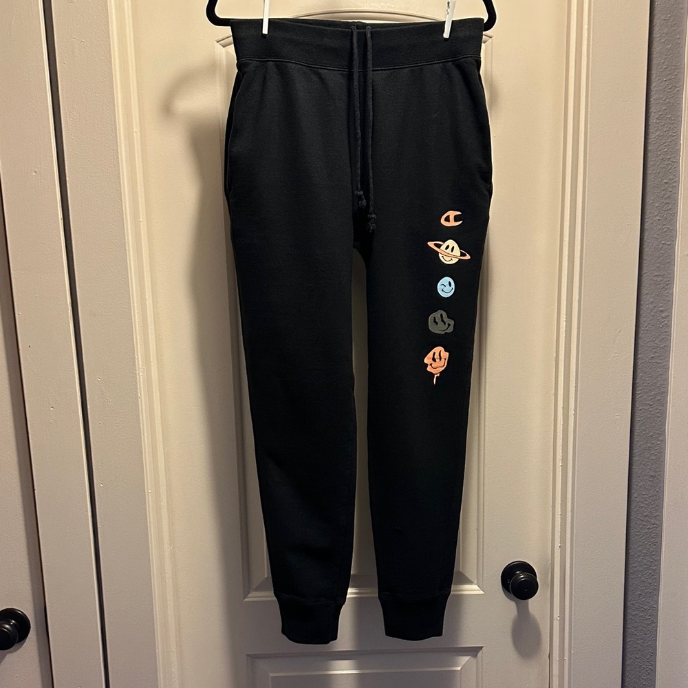 Champion Black Joggers with Colorful Planet Graphics